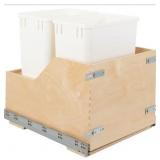 Double 35-qt Wood two Trashcan Rollout