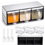 3pc Seasoning Container w/Lid & Spoon 11.6x4 x4in