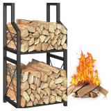 2-Tier Indoor Firewood Rack 13.4x12x31.5in