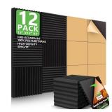 12pc Black Self-Adhesive Foam Panels 12x12x1in
