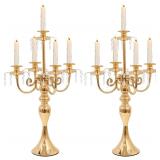 2pk 5-Arm Crystal Candelabra, Gold
