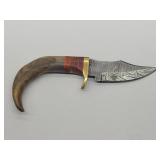 6in Horn Handle Knife w/Leather Sheath