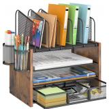 4-Tier Desk Organizer with 5 Files DAOUTIME