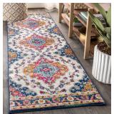 2x14ft Bohemian Rug Blue Medallion Jonathan Y
