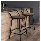 Homaterial 2 Bar Stools, 34.8' Swivel Walnut