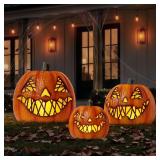 3pc Pre-Lit Jack-O-Lanterns