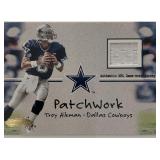 Troy Aikman football card and game used jersey...