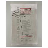American Symphony Orchestra promo poster signed...