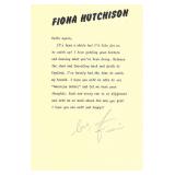Guiding Lights Fiona Hutchison signed letter