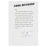 Guiding Light Fiona Hutchison signed letter