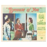 Because of You  1952 original vintage lobby card
