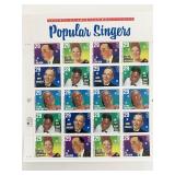 USPS Popular Singers Sheet of Twenty 29 Cent...