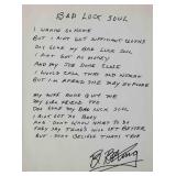 BB King Handwritten signed song lyrics