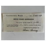 Desi Arnaz signed bank receipt