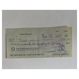Disney Cartoonist Walt Kelly signed check
