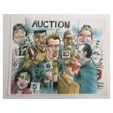 Richard Nixon Celebrity Auction Caricature Print