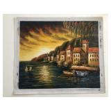 Seaside Town original painting on canvas