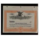 1970 Ken Mar Productions Blank Shares Certifiicate