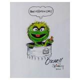 Oscar The Grouch sketch signed by Caroll Spinney