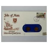 Isle of Man commemorative cover with 2 coins