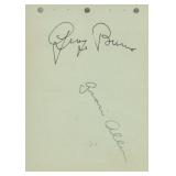 George Burns and Gracie Allen signature cut....
