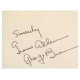 George Burns and Gracie Allen signature cut