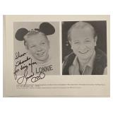 Mouseketeer Lonnie Burr signed photo