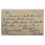 Baseball player Jess Doyle writen note