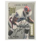 John Fina signed 1992 Skybox  #357 trading card
