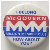 George McGovern I Belong MMM Club Political Pin