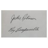 Jackie Robinson Roy Campanella signed slip