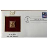 US Flag Flag With Fireworks Gold Stamp Replica...