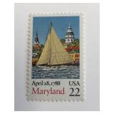1987 22c Bicentenary Statehood: Maryland Stamp