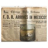 1943 Chicago Daily Tribune - F.D.R Arrives in...
