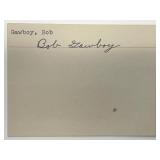 Swimming champion Bob Gawboy autograph note
