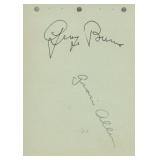 George Burns and Gracie Allen signature cut....