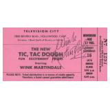 Wink Martindale signed Tic, Tac Dough admission...