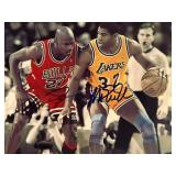 Magic Johnson / Michael Jordan facsimile signed...