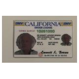 Back to the Future prop license- Dr. Emmett Brown