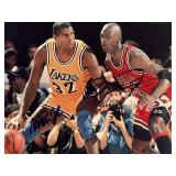 Magic Johnson / Michael Jordan facsimile signed...