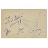 Three Stooges signed postcard. GFA authenticated