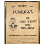 Doc Holliday Reprint Funeral Notice Reprint Prop