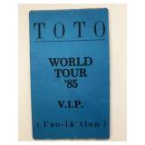 Toto 1987 World Tour Isolation Backstage Pass