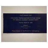 Original 1998 Valet Parking Pass to 70th Annual...