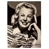 June Allyson facsimile signed photo. 3x5 inches