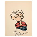 Popeye hand-drawn sketch signed by Bud Sagendorf