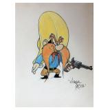 Yosemite Sam sketch signed by Virgil Ross
