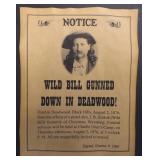 Wild Bill Hickok Reprint Wanted Poster