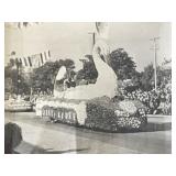 Rose Parade swan float vintage photo