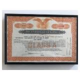 Framed Seatrain Lines Inc. Stock Certificate